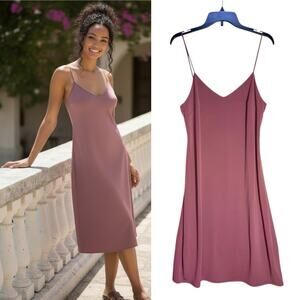 Express Slip Dress L Mauve Spagetti Strap V Neck Midi Large NWT